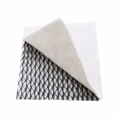 Geonet met geotextiel in het midden 8 mm Dikte Zwart Wit Breedte 4 m