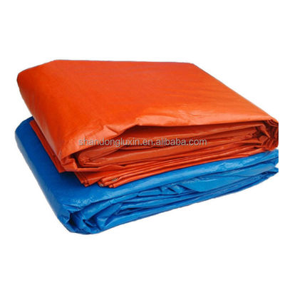 Blauw Oranje Plaid Style Versterkt PE Tarpaulin Poly Tarp Stof Garens Aantal 500D-1500D