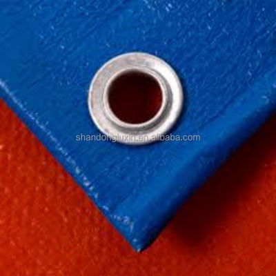 Blauw Oranje Plaid Style Versterkt PE Tarpaulin Poly Tarp Stof Garens Aantal 500D-1500D