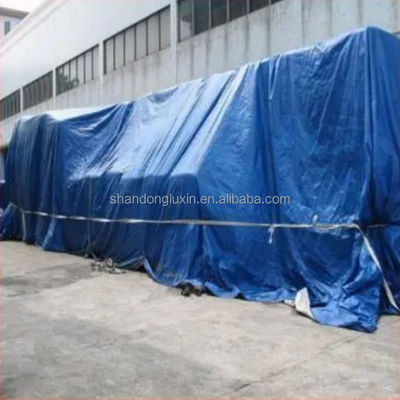 Op maat gemaakte dubbelblauwe kleur gecoate plaid stijl HDPE-doek voor vrachtwagen tent dekking