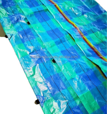 PE-doeken met blauw raster UV-bestendige bekleding voor vochtbestendige en zonlichtblokkering