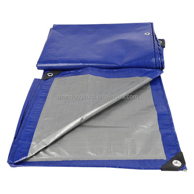 Blauw-zilver lichtgewicht PE-doek met oogletten dichtheid 6*6-16*16 op de Vietnamese markt