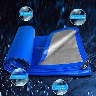 Blauw-zilver lichtgewicht PE-doek met oogletten dichtheid 6*6-16*16 op de Vietnamese markt