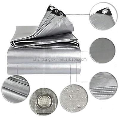 Blauw-zilver lichtgewicht PE-doek met oogletten dichtheid 6*6-16*16 op de Vietnamese markt